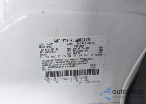 2023 Ford Edge Sel z USA, uszkodzony, nr VIN 2FMPK4J96PBA22473